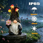 Solar Garden Gnome Statue Outdoor Decor with Mushroom Light - Image 5