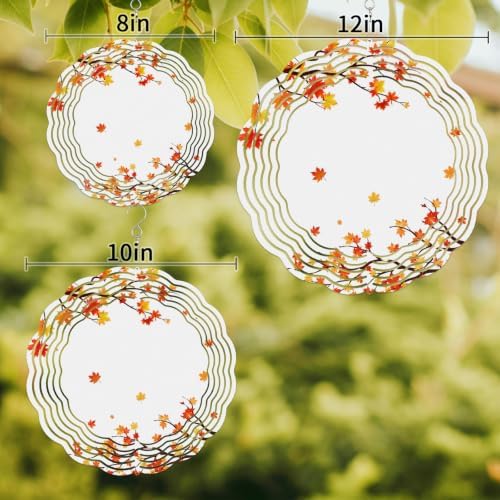 12 Inch Orange Leaves Fall Wind Spinner for Yard and Garden, Thanksgiving Maple Leaves Branches Hanging Ornaments Outdoor 3D Kinetic Wind Sculpture Spinners Indoor Outdoor Patio Décor Ornaments Gift - Image 3