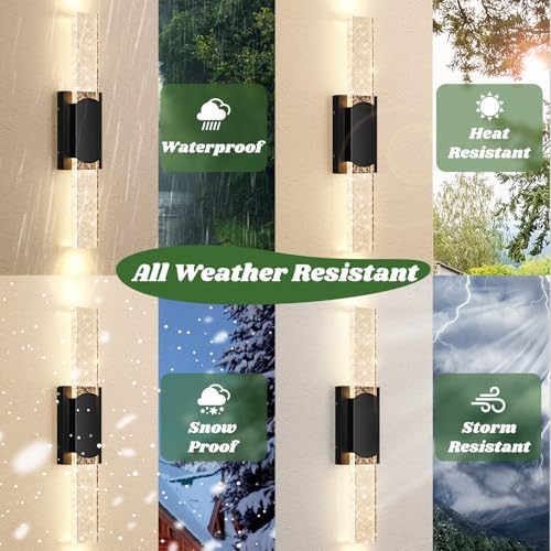 BesLowe 24‘’ Large Outdoor Wall Lights with Crystal Bubble Glass, 10W 3000K - Image 5