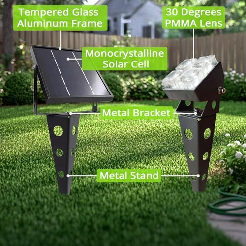 Solar Spot Lights Outdoor Waterproof IP65 Landscape Spotlights with Metal Stake 42ft Cable 3-in-1 Cool White Auto On/Off Dusk to Dawn Uplights for Flag Pole Trees Garden Yard Landscape Downlight - Image 2