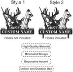 Personalized Deer Hunter Metal Wall Mount & Bow Rack, Custom Deer Hunting Gifts,Outdoor Hunting Decor, Cabin Wall Art, Hunting Room Decor, Lodge Wall Decor, Deer Hunting Accessories with Bow and Rifle Design - Image 2