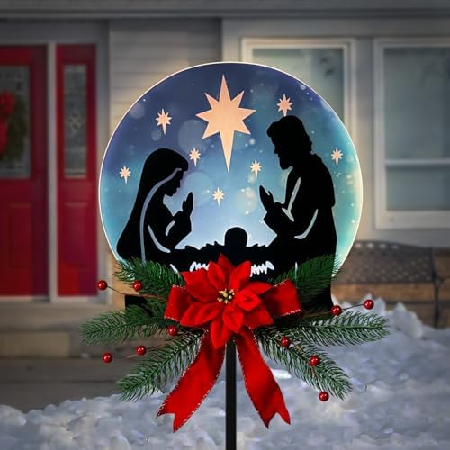 WAIU Solar Powered Nativity Scene Garden Stake, Waterproof Outdoor Christmas Patio Decor by WAIUHOMEGARDEN