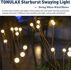 TONULAX Solar Garden Lights - Upgraded Solar Swaying Light, Sway by Wind, Outdoor Lights, Yard Patio Pathway Decoration, High Flexibility Iron Wire & Heavy Bulb Base, Warm White(10 Pack) - Image 6