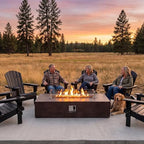 COSIEST Outdoor Propane Fire Pit Table 56" x 28" Rectangle Bronze Compact Concrete-Like Finish, Certified, 50,000 BTU,Wind Guard, Tank Outside, Free Lava Rocks, Fits 20lb Tank Outside, Raincover - Image 3