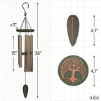 Sympathy Large Memory Wind Chimes 36-inch Tree of Life and Leaf Chimes for Outside - Deep Tones - Image 4