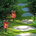 Poceacles Outdoor Solar Powered Cemetery Lights Grave Outdoor Stake Lights Garden Solar Lantern Flameless Candles Christmas Garden Decoration, Cute Reindeer Snowman Red, Pack of 2 - Image 4