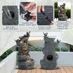 5 Tiers Cascading Rock Outdoor Water Fountain with Bird Decor - Image 7