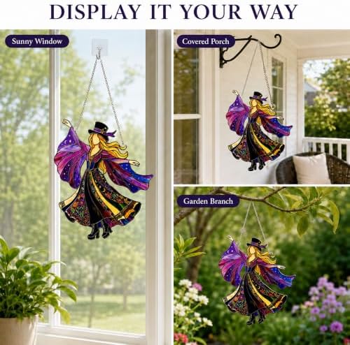 Handmade Stained Glass Wind Spinner, Dancing Lady Window Suncatcher,Model A - Image 6