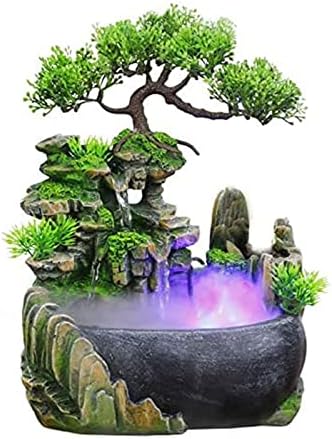 Rockery Stream Tabletop Fountain, Zen Meditation Indoor Waterfall Feature with Automatic Pump and Switch, Desktop Fountain for Home Office Bedroom Decoration (A) by JOINDATAT