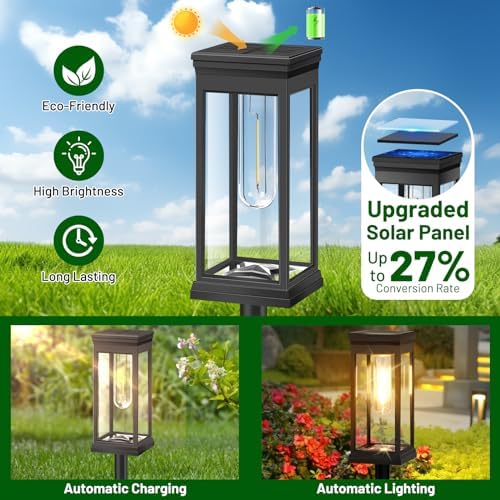 BesLowe 12-Pack Solar Pathway Lights Outdoor, Landscape Lights Warm White - Image 2
