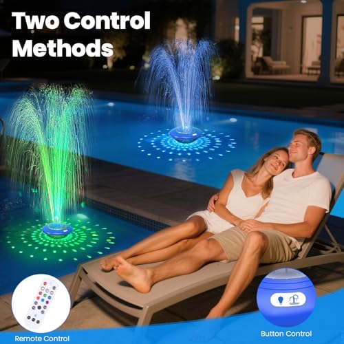 Floating Pool Fountain with Lights Show, 9 Pool Light Modes and 3 Fountain Modes with Remote for Inground Above Ground Pool, Upgraded Rechargeable Pool Fountains with Anchor-1 PC - Image 4
