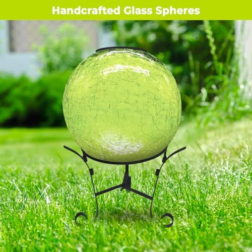 Briarwood Lane Everyday Gazing Ball 10x10 Green Cracked Solar LED Gazing Ball - Image 2