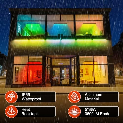 Linkable LED Light Bar Outdoor Color-Changing, 40″ RGBCW Wall Washer Light, 180W Smart Bluetooth App & Remote Control, 2700K-6500K Tunable White, IP65, for Stage, DJ, Home Patio & Commercial - Image 7