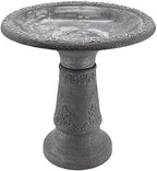 Arcadia Garden Products BB05 Fiberclay Bird Bath Outdoor Garden Decor, Antique Vintage Weather Resistant Water Bowl for Backyard and Patio and, 20-inch Tall, Black by ArcadiaGardenProducts
