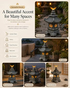 Solar Garden Statue Japanese-Style Pagoda Lantern with Butterfly Light, Waterproof Resin Zen Outdoor Decor for Patio Yard Lawn, Housewarming Gifts for Women - Image 3