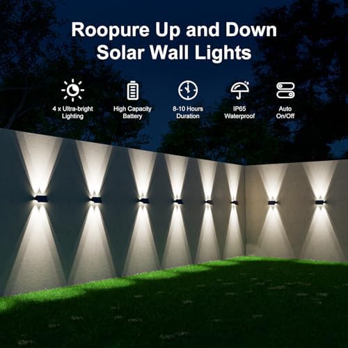 16 Pack Cool White Solar Up and Down Fence Wall LED Lights Outdoor - Image 2
