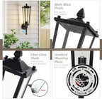 Outdoor Wall Light Fixtures, 20" Large Dusk to Dawn Front Porch Lights Waterproof with Clear Glass, Black Exterior Wall Mount Sconce Outside Lighting for Garage Porch House, OS-OD2615-1WM - Image 2