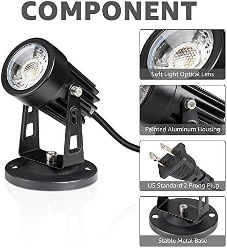 SUNVIE 2 Pack Plug-in Spot Lights Indoor, 120V Warm White LED Uplights - Image 5