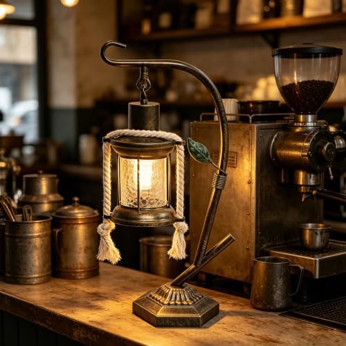 Victorian Antique Fecor Vintage Varmhouse Rustic Hurricane Table Lamp，Country Old Mid Century Modern Retro Kitchen Cabinet Counter Bronze Living Room Night Light-A by Unknown