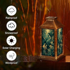 Solar Lantern Magical Mermaid Stained Glass Glowing Fish Soft Backlighting Garden Hanging Lantern Waterproof Solar Powered Lighting Outdoor Table Lamp for Deck Yard Camping Patio Nautical Decor - Image 5