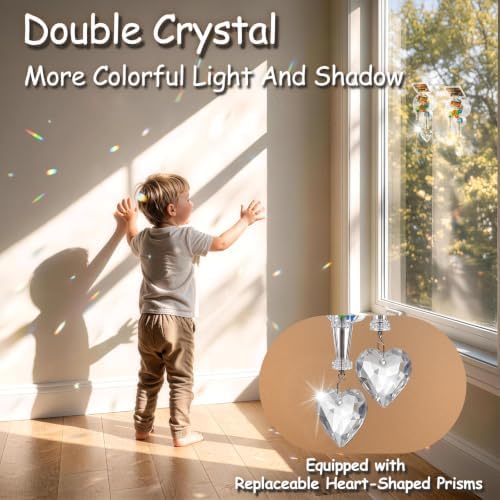 Solar Prism Rotating Suncatcher,Double Crystal Window Decor with Replaceable Heart‑Shaped Prism, Vibrant Home & Office Decoration, Great Gift for Christmas & Birthdays or Other Special Holidays - Image 3
