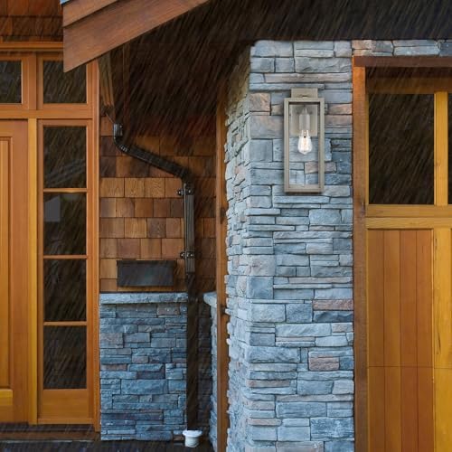 Globe Electric 44838 Bowery 1-Light Outdoor Indoor Wall Sconce, Matte Gray, Clear Glass Shade - Image 3