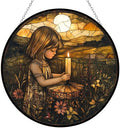 9.84 Inch Boho Memorial Day Girl Lighting Candle Stained Glass Window Hanging Suncatcher for Women Stained Glass Window Decor Perfect Home Décor by Unknown