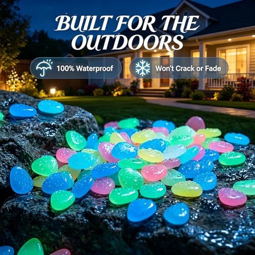 2026 New Glow in The Dark Rocks Outdoor, 1000 PCS Glowing Pebbles for Garden Outdoor, Luminous Rocks for Walkway Patio Lawn Yard Landscaping, Fish Tank Aquarium Decor (Orange,1000) - Image 2