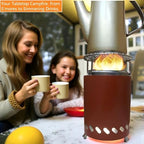 Red Tabletop Fire Pit - Portable Outdoor Camping Stove with Heavy-Duty Grill Grate & True Heat-Resistant Gloves, Low Smoke for Patio & Camping - Image 2