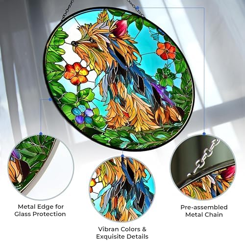Yorkie Stained Glass Suncather Window Hangings, Suncatchers Glass Panel Sun Catchers Gifts Home Decor Garden Christmas Halloween Wedding 11.8" - Image 3