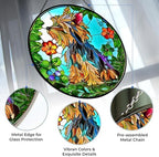 Yorkie Stained Glass Suncather Window Hangings, Suncatchers Glass Panel Sun Catchers Gifts Home Decor Garden Christmas Halloween Wedding 11.8" - Image 3