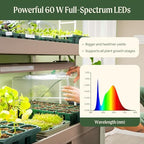 Vego garden Indoor Ultimate Grow Light with Hanging Kit, Powerful 60 W Full-Spectrum LEDs, Plant Rack for Seed Starting, Leafy, Herbs, Fruits & Microgreens Earth Brown - Image 2