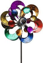 Plow & Hearth Solar Gala Wind Spinner - Enchanting 7ft Multicolor 4-Blade Wind Art | 24"x20.75"x84" | Integrated Solar Panels | LED Lights | Mesmerizing Garden Display - Image 2