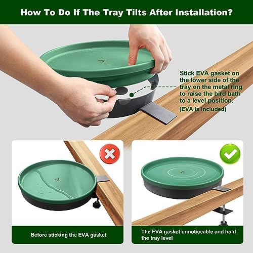 Heated Bird Bath, 3 Easy Ways to Mount Heavy Duty Metal Pedestal Detachable Bird Bath Bowl for Easy Cleaning, 75W Heated Bird Baths for Outdoors for Winter Garden Yard Patio Lawn, Green - Image 6