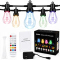 Outdoor Lights 50FT, RGBW Patio String Lights with App and Remote for Deck by vellxelzor