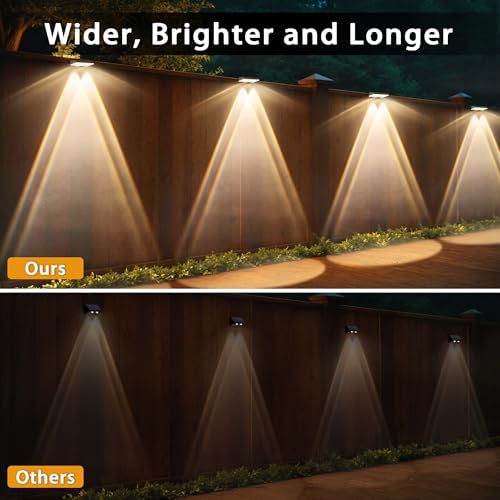 Solar Fence Lights Outdoor, 20 Pack Fence Lights Solar Powered, 3 Color Modes Warm/Natural/Cool White (3000K/4000K/6000K), IP67 Waterproof Dusk to Dawn Solar Lights for Fence, Backyard, Patio, Deck - Image 5