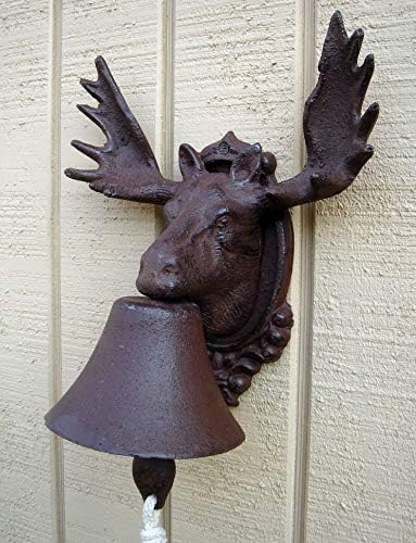 NEW cast Iron Rustic Moose ELK w Antlers Dinner Bell bar Cabin or Lodge Decor Item by Unknown