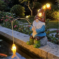 Solar Garden Gnome Statues Outdoor Statue Decor, Outdoor Fishing Gnome with Bee Solar Lights, Garden Figurines for Yard Decor Patio Porch Lawn Ornaments, Birthday Gifts for Mom, Thanksgiving by DHOBY+GHAUT
