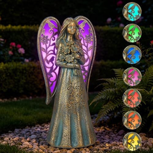 Solar Angel Halloween Garden Statue Decor with Color Changing Light by zuzuzen