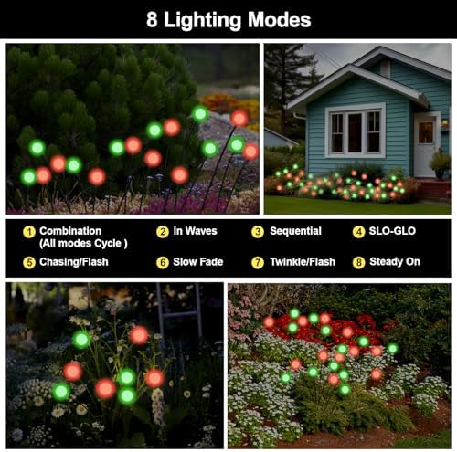 Red and Green Solar Firefly Lights Outdoor Christmas Decor 4 Pack - Image 3