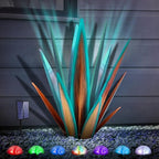KODIBO 24" Large Metal Agave Plant Outdoor Decor with Solar Light, Blue by KODIBO
