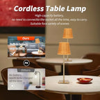 Mr.White Set of 2 Waterproof Outdoor Rechargeable Cordless Table Lamp with Wicker Shade, for Patio Restaurant Kitchen (Gold) - Image 6