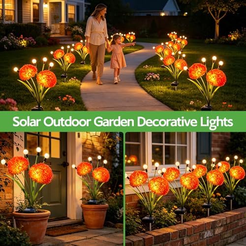 Solar Firefly Lights Outdoor Waterproof, 8 Pack Solar Flowers Swaying Lights with Flowers, Flower Light Garden Decor for Outside Yard Patio Halloween Christmas, Gifts for Women Grandma - Image 5