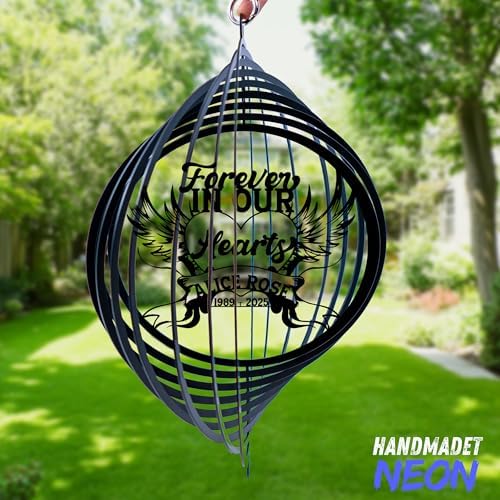 Personalized Wind Spinner Sublimation Hummingbird Custom Name Flowers Metal Art Laser Cut Design 3D Decor for Garden Yard Outdoor Indoor Lawn Patio Porch Birds Lover Presents (Memorials) - Image 5