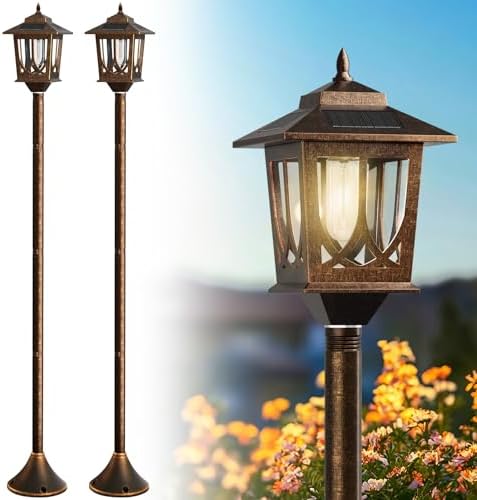 63" Solar Lamp Post Light 2 Pack, Solar Post Lights Outdoor Warm White by Unknown
