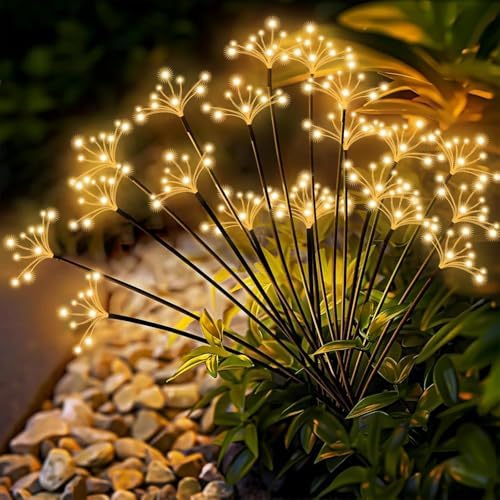 Solar Garden Lights 6 Pack Waterproof Solar Swaying Starburst Light Outdoor Lights for Yard Patio Walkway Pathway Party Wedding Christmas Decorative, Warm White by Yaafen