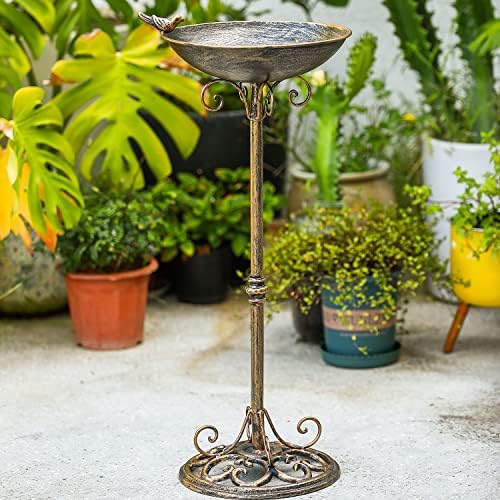 11.4" W*27.6" H Cast Iron Pedestal Bird Bath, Bird Baths for Outdoors - Image 6