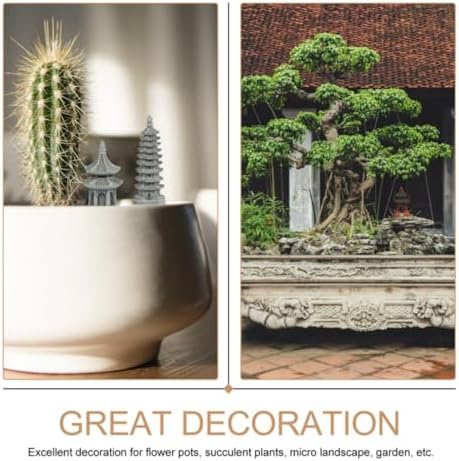 Set of 2 Pagoda Garden Miniature Sculptures - Zen Tower Decor Statues for Indoor and Outdoor Fairy Gardens - Asian Figurines for Chinese Outdoor Pagoda Decor for Home and Garden Enthusiasts - Image 3
