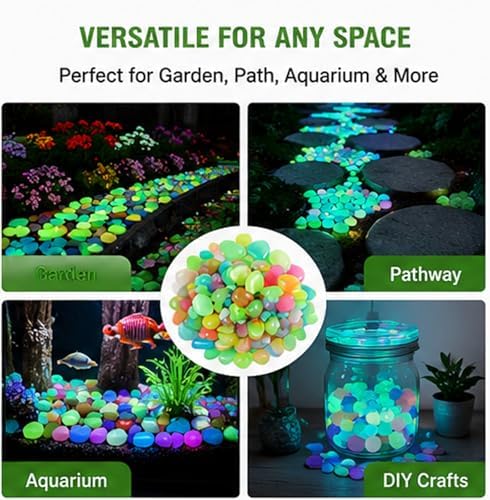 Magical Glowing Pebbles,1000PCS Colorful Glow-in-the-Dark Garden Stones,Waterproof Night Guide Pebbles Glow in the Dark,Glow in the Dark Rocks Outdoor,for Garden Path Yard Fish Tank (Orange,1000) - Image 6