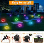 LYHOPE Solar Ground Light Outdoor, 16 Pack 8 LED Color Changing Solar Disk Lights Waterproof Garden In-ground Pathway Lights Landscape Lighting for Lawn,Yard,Deck,Patio,Walkway (RGB) - Image 5